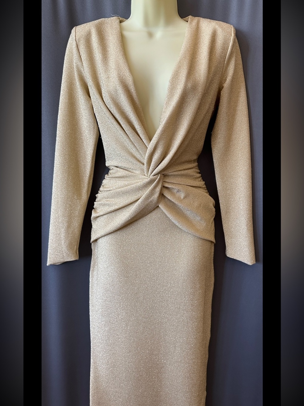 ChiaraBoniLaPetiteRobe Jara Starry MetallicTwistFrontMIDI Dress,IT42=US6/M,new - Picture 6 of 13